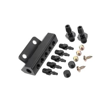 Imagem de Partuto Kit de coletor de vácuo universal, portas de 1/20.3 cm, interfaces de 1/5.1 cm, colector de admissão de bloco para substituição do carro combustível gás Wastegate Turbo Boost