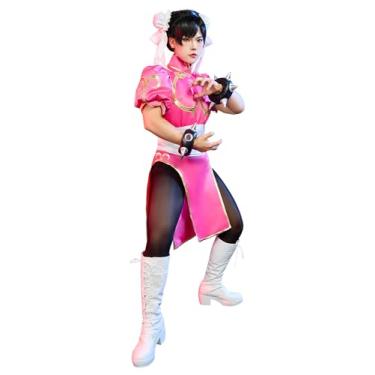 Imagem de Micotaku Street Fighter Officially Licensed Classic Chun-Li Pink Cheongsam Cosplay Costume Halloween Costume