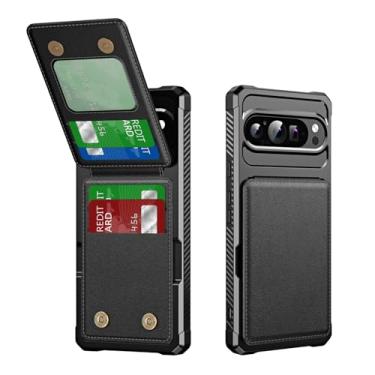 Imagem de Dteck Capa para Google Pixel 7a (6,1 polegadas) 2023, capa de telefone de couro PU/plástico com fecho de botão magnético compartimentos para cartão de crédito, função carteira/suporte, capa sólida