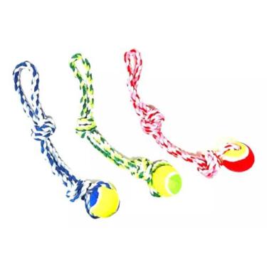 Imagem de Mordedor Bola Com Corda Cachorro Grande 42cm Brinquedo Pet - xtudoofer