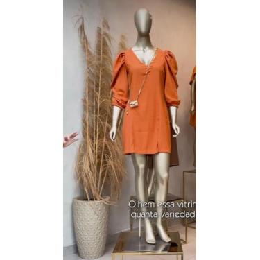 Imagem de Vestido Tubinho Manga Com elástico Bufante Crepe Tencel-Alella, P