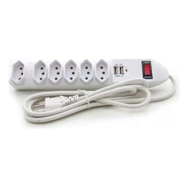 Imagem de Filtro De Linha Extensão Elétrica 6 Tomadas E 2 Portas USB Para Carreg