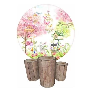 Imagem de Trio Capas Cilindro + Painel Redondo 1,50m Jardim - Fadrix