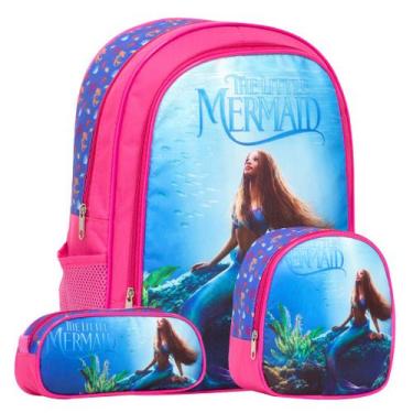 Imagem de Kit Mochila Infantil Pequena Sereia Creche Criança Aulas - TOYS 2U