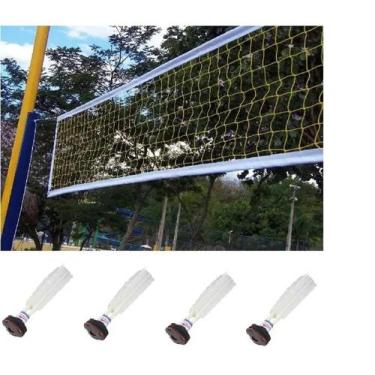 Imagem de Kit Rede de peteca 4 lonas 5 metros com 3 petecas oficial e fitas de m