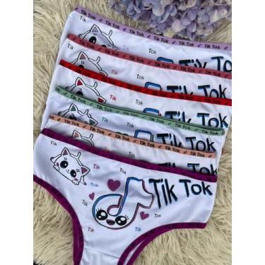 Imagem de Calcinhas Infantis Tik Tok Confortáveis e Respiráveis Kit com 5 Peças 