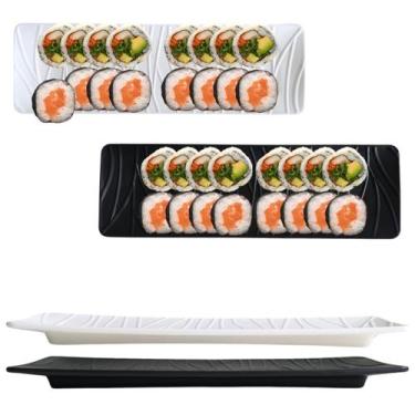 Imagem de 2 Travessas em Plástico Petisqueira Para Sushi Sashimi 24cm - Saz