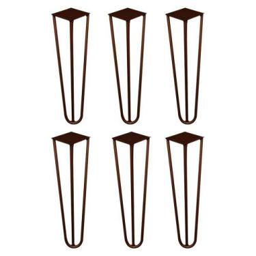 Imagem de Kit 6 Pés de Metal 30 CM Hairpin Legs Mesa de Canto Rack e Puffs Bronz