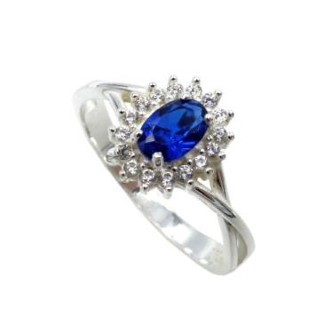 Imagem de Anel Formatura Feminino Trançado Oval - Maça de Prata Joias, Azul, 19