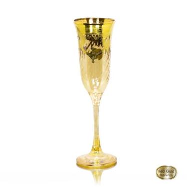 Imagem de Taça Champagne Cristal Italiano Âmbar Guirlandas em Ouro - LUXdécor