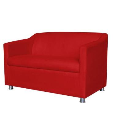 Imagem de Namoradeira Decorativa Tilla Pés Cromados Suede Vermelho - DS Estofado