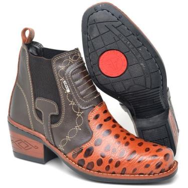 Imagem de Bota Country Masculina Botina Couro Legítimo Butina Rodeio - RM, Café,