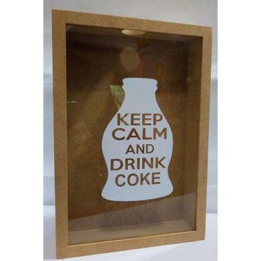 Imagem de Quadro Porta Tampinhas 32x22 Keep Calm And Drink Coke - MDF CRU - sonh