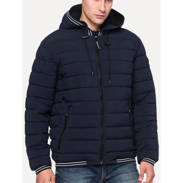 Imagem de Jaqueta Calvin Klein Masculina Hoodie Matelassê Stripes Azul Marinho-Masculino