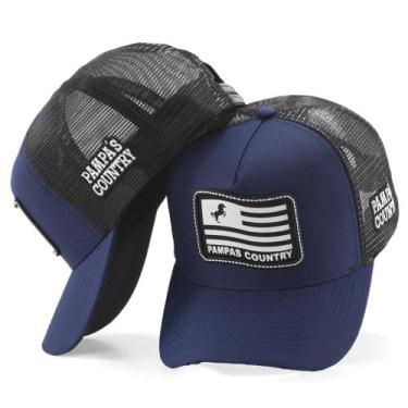 Imagem de Boné Trucker Exclusivo Pampas Country Estilo Cavalo Rural Unissex, Mar