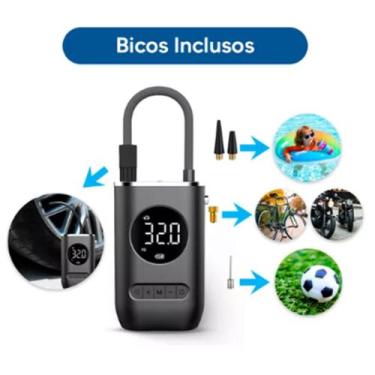 Imagem de Kit Compressor Calibrador Ar Digital Portátil Recarregável Bivolt - MB