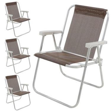 Imagem de Cadeira de Praia Alta Sannet Alumínio com 4 Unidades Marrom BEL