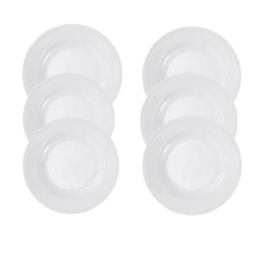 Imagem de Jogo Jantar 6 Pçs Prato Fundo Branco Melamina 25Cm 2009B - Sakes