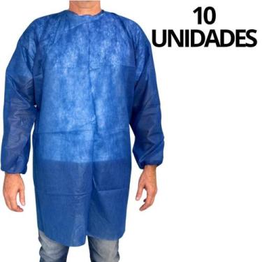 Imagem de 10 avental descartavel manga longa tnt azul marinho aradesc