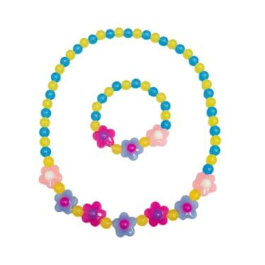 Imagem de Azusa Sun Conjunto de colares e pulseiras com contas para mulheres, pingente de borboleta de flor, colar elástico, lembrancinhas de festa, brincar, bijuteria, presente, 2Pcs, Acrílico, Sem Pedra