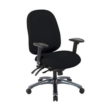 Imagem de Office Star Cadeira de escritório ergonômica executiva multifuncional com encosto alto 8500 Series com deslizante de assento e base de acabamento de titânio, tecido preto Dillon