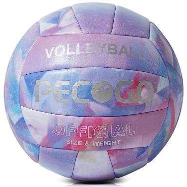 Imagem de PECOGO Bola de vôlei tamanho 5 de couro PU macio roxo para ambientes internos e externos, bola de vôlei esportiva para iniciantes, adolescentes, adultos