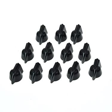 Imagem de KAISH 12 puxadores vintage elevados de 6,35 mm para cabeça de frango tamanho pequeno para violão e baixo, botões amplificadores, pedal de efeito, botões de cabeça de galinha com conjunto de parafusos, preto