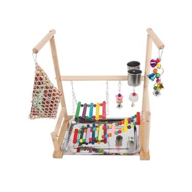 Imagem de Nishiyuenyi Playground de de Madeira, Acessórios de Gaiola de Pássaros, Escada de Cercadinho de Pássaros, Brinquedos de Mastigação para Passarinhos, Budg