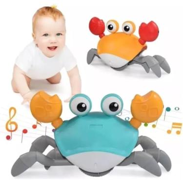Imagem de Caranguejo Fujão Recarregável - Brinquedo Divertido com Música e Luzes que Anda e Evita Obstáculos, Pega Caranguejo a Bateria (azul)