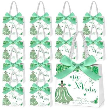 Imagem de Skyygemm 25 conjuntos de lembrancinhas de festa de quinze anos para convidados, saco de presente de quinze anos com alças, pequeno saco de doces com fita de laço, decoração de marmelo, doce 15