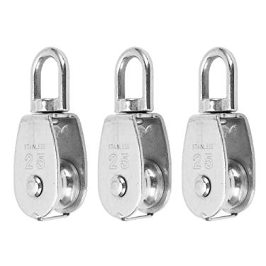 Imagem de Bloco de Polia única M25, Polia de Varal 50KG Com Rolamento de Carga Em Forma de U 3 Peças de Aço Inoxidável Rolo de Polia Giratório de 360 ​​graus para Elevação e Reboque