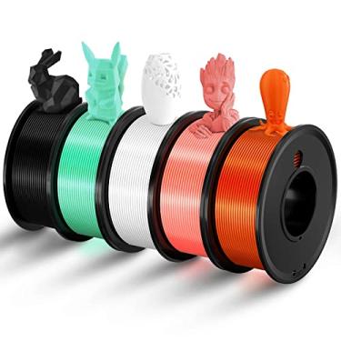 Imagem de Filamento de impressora 3D PLA 1,75 mm Material de impressão 3-D Pacote de 5 cores Filimate 1,75 mm Branco Preto Verde Laranja Rosa Filimento 1,75 Precisão ± 0,02 mm Carretel de Filamento Pacote a
