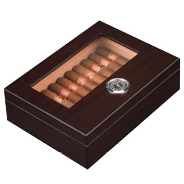 Imagem de Pequeno Caixa de charutos simples, caixa de madeira para charutos, caixa de charutos de mesa, pode acomodar 30 charutos, acessórios vintage para charutos, medidor de umidade Feito à mão