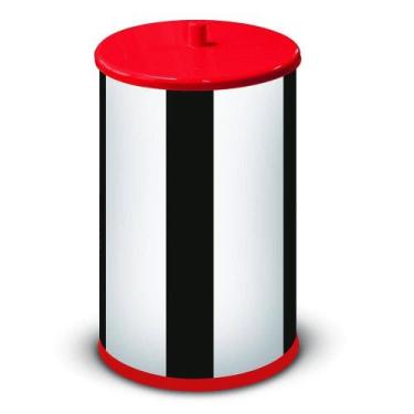 Imagem de Lixeira Em Inox Multiuso Banheiro Cozinha Tampa Manual 6,3 Litros Verm