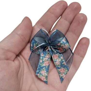 Imagem de Laço de Cetim e Organza com Rosas Sofisticatto Nº 05-23mm - 15 unidades - Azul Marinho