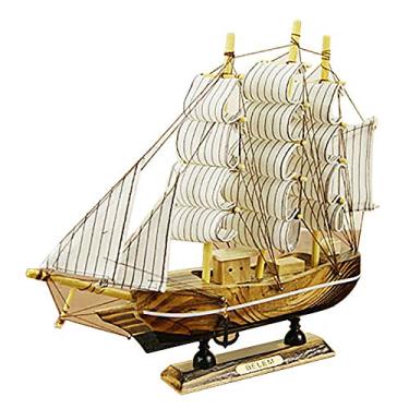 Imagem de Modelo de Veleiro de Madeira, Elegante e Bonito Barco à Vela de Madeira para um Colecionador Náutico ou Marinheiro Com Tema de Decoração Náutica (Como mostrado)