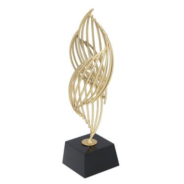 Imagem de Estátua Abstrata de Metal, Escultura Decorativa Com Base de Arte Abstrata de Metal de Luxo Moderno para Decoração de Casa, Estátua de Prateleira de Mesa, Ferro e Vidro Artesanal,