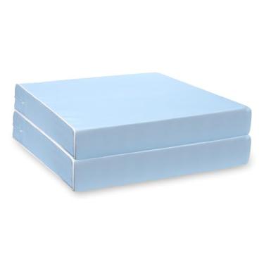 Imagem de Hofdeco Premium Conjunto de 2 capas de almofada de assento para ambientes internos e externos, 61 cm x 61 cm x 10 cm, repelente de água para quintal, sofá, estampa azul bebê lisa