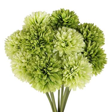 Imagem de Jim's Cabin Flores Artificiais 10 Peças de Seda Falsa Bola de Crisântemo Artificial Hortênsia Buquê de Casamento para Cozinha Decoração de Casa…