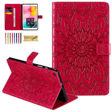 Imagem de Capa para Galaxy Tab A 20.3 cm, T290, Dteck Slim Embossed PU Leather Folio Smart Stand Capa carteira para Samsung Galaxy Tab A 8 polegadas versão 2019 modelo T290 T295 T297 sem S Pen, vermelho