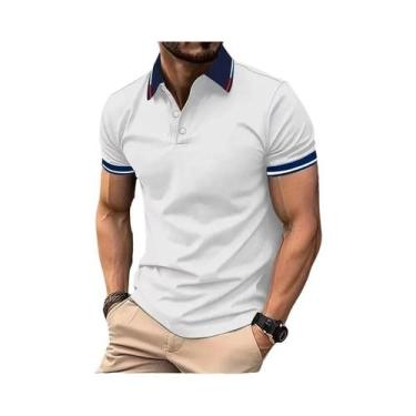 Imagem de Camisa Polo Masculina Manga Curta Branca - Casual de Verão, BR-G, Bran