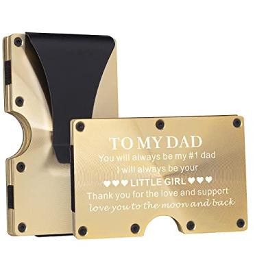 Imagem de Carteira personalizada de presente para marido, namorado, pai, carteira de alumínio personalizada com clipe para dinheiro, porta-cartão de crédito gravado, presente para marido, filho, BF, pai, Carteira RFID, For Dad, One_Size