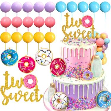 Imagem de Two Sweet Cake Topper Two Sweet Birthday Party Supplies Donut Grow Up Baby Sprinkle Decorations Macaron Balls Mini Donut Cupcake Topper for Birthday Party Supplies