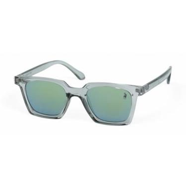 Imagem de Óculos de Sol Quadrado Unissex Polo London Club, Lente Proteção UV400 - Kit contém Case Couro ECO (Verde cristal)