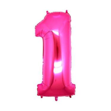 Imagem de Bexiga Balão Metalizado 30 Polegadas 75cm Rosa Número 1 - Warna
