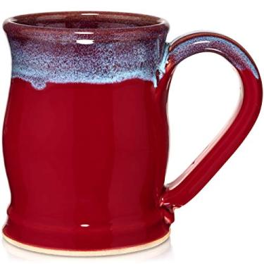 Imagem de Uncommon Clay Caneca de café barril de 590 ml feita à mão nos EUA (vermelho/azul)