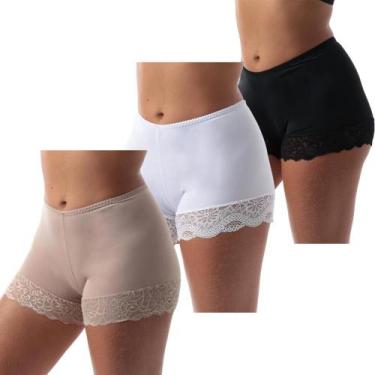 Imagem de Kit 3 Short Íntimo Curto Anágua Segunda Pele Com Renda Feminina Usar D
