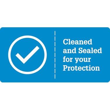 Imagem de SmartSign Etiquetas de vedação de porta sem adulteração limpas e seladas, 6,3 cm x 12,7 cm, 100 etiquetas/rolo, etiquetas higienizadas e limpas para hotéis, aluguel de carro, limpeza, adesivos de sala