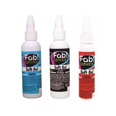 Imagem de Kit com 3 corante soft gel 25g cada 1 azul, 1 preto e 1 vermelho Fab