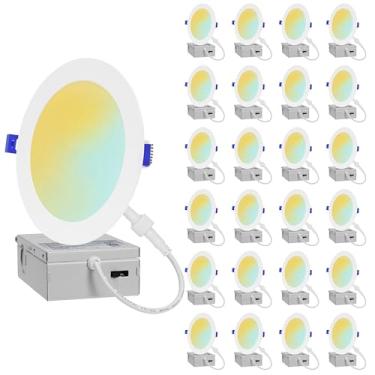 Imagem de GLOWNOVA Pacote Com 24 Downlights Led Ultrafinos De 6 Polegadas Com Caixa De Junção, Temperaturas De Cor Ajustáveis (2700K-5000K), Eqv De 12W A 110W, Regulável, Luminância De 1050Lm - Certificação E